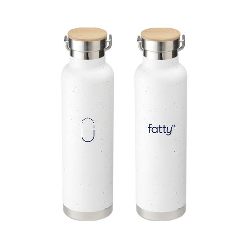 Fatty15 branded water bottles with wooden lids